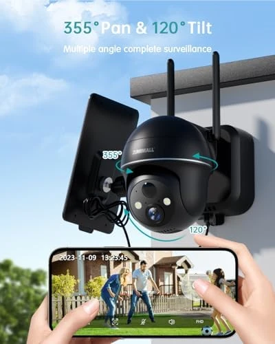 Solar Security Cameras Wireless Outdoor, 360° View, Solar Powered — Security Camera, ZUMIMALL