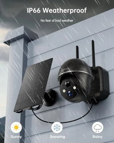 Solar Security Cameras Wireless Outdoor, 360° View, Solar Powered — Security Camera, ZUMIMALL