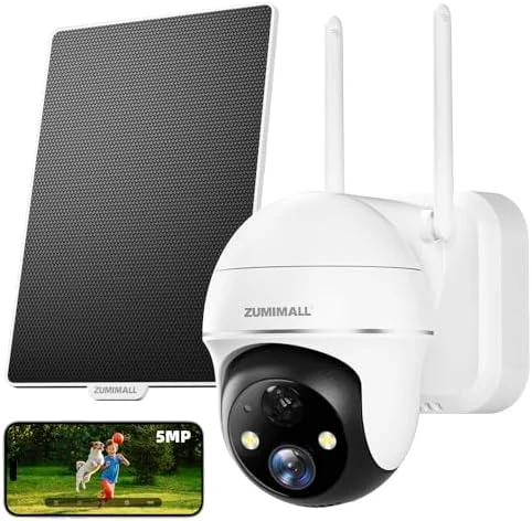 Solar Security Cameras Wireless Outdoor, 360° View, Solar Powered — Security Camera, ZUMIMALL