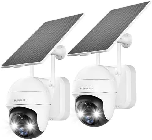 Solar Security Cameras Wireless Outdoor, 360° View, Solar Powered — Security Camera, ZUMIMALL