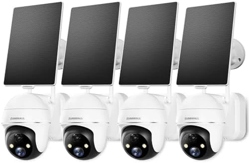 Solar Security Cameras Wireless Outdoor, 360° View, Solar Powered — Security Camera, ZUMIMALL