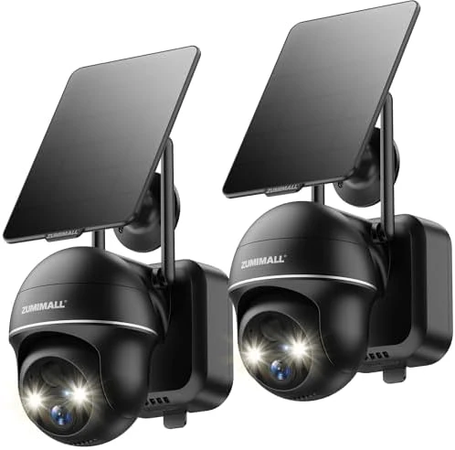 Solar Security Cameras Wireless Outdoor, 360° View, Solar Powered — Security Camera, ZUMIMALL