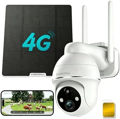 Solar Security Cameras Wireless Outdoor, 360° View, Solar Powered — Security Camera, ZUMIMALL