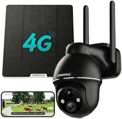Solar Security Cameras Wireless Outdoor, 360° View, Solar Powered — Security Camera, ZUMIMALL