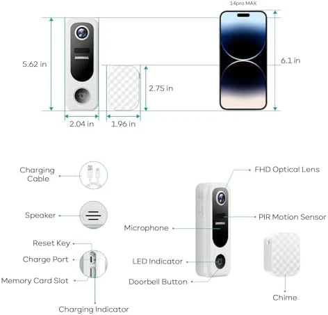 Video Doorbell with Chime — Video Doorbell, ZUMIMALL