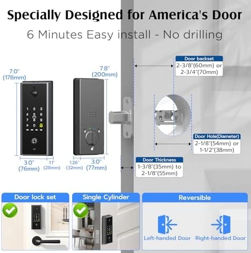 WiFi Door Lock with Camera- Video Doorbell, Deadbolt Smart Lock with RFID Fingerprint Keypad Code, Electronic Digital... — Smart Lock, Dhiedas