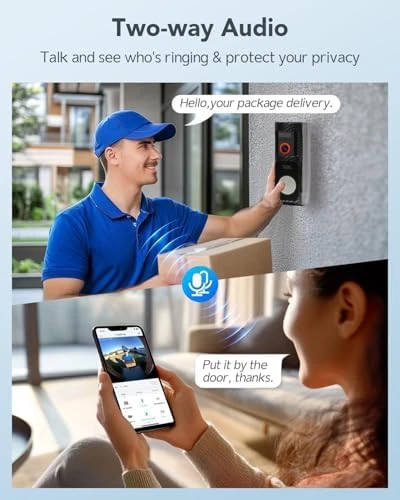 Wireless PTZ Doorbell Camera with Chime — Video Doorbell, Assemer