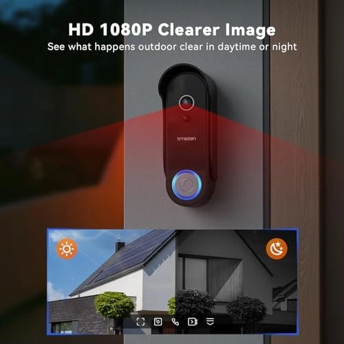 Wireless Video Doorbell with Camera and Monitor — Video Doorbell, TMEZON