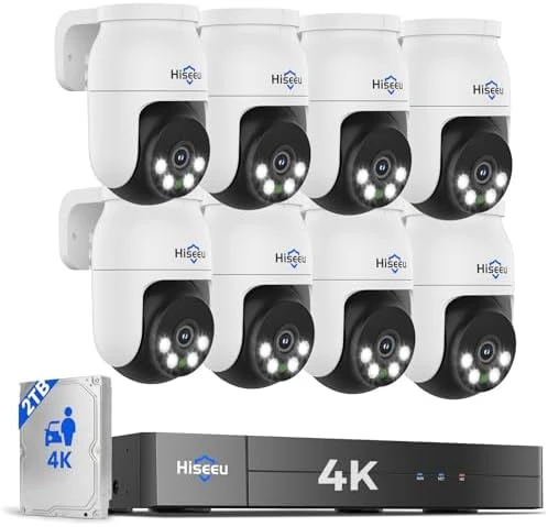 4K PTZ Wired Security Camera System with 8 Cameras and DVR — Security Camera, Hiseeu