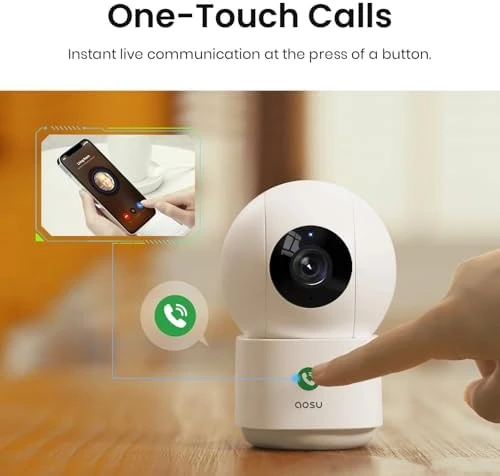 4MP Security Camera Indoor 2.5K Baby Monitor Pet Camera 360° for Home Security — Security Camera, AOSU