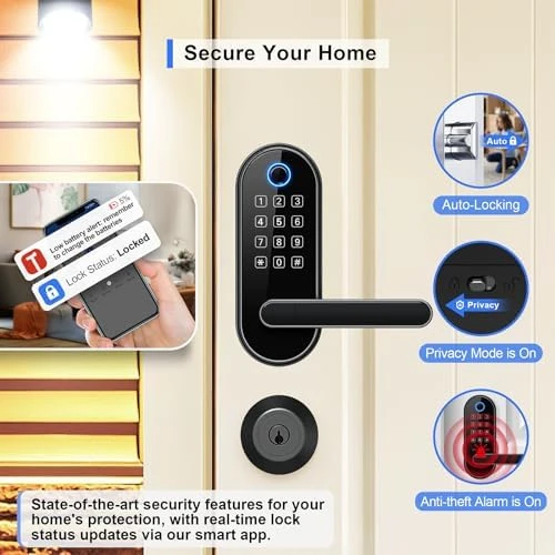 Bluetooth Fingerprint Smart Lock with Handle & Keypad — Smart Lock, samtechT