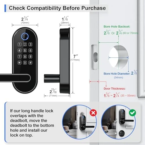 Bluetooth Fingerprint Smart Lock with Handle & Keypad — Smart Lock, samtechT