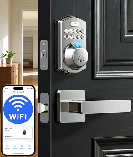 Built-in Wi-Fi Fingerprint Smart Lock with Lever Handle Set — Smart Lock, Veise