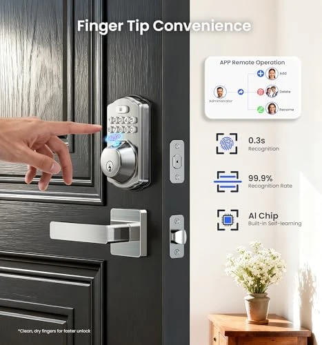 Built-in Wi-Fi Fingerprint Smart Lock with Lever Handle Set — Smart Lock, Veise