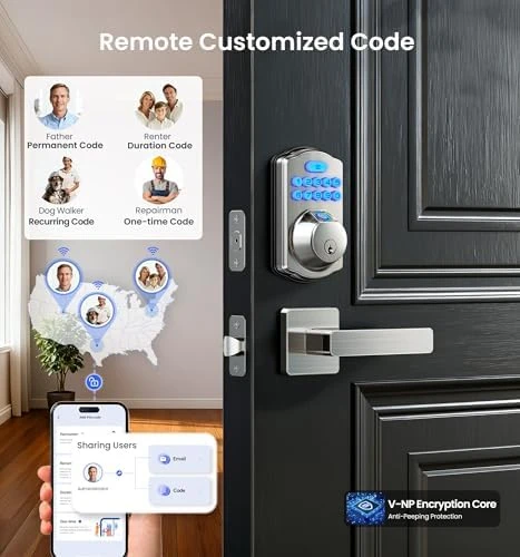 Built-in Wi-Fi Fingerprint Smart Lock with Lever Handle Set — Smart Lock, Veise