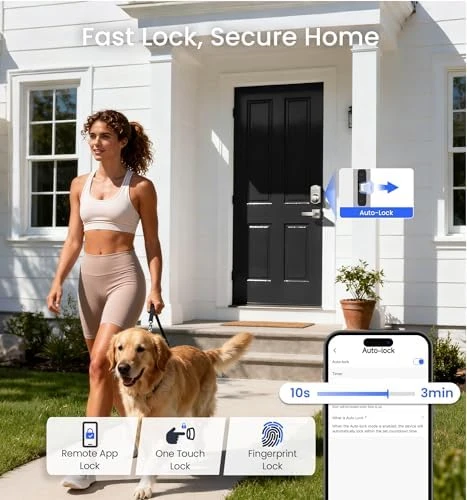 Built-in Wi-Fi Fingerprint Smart Lock with Lever Handle Set — Smart Lock, Veise