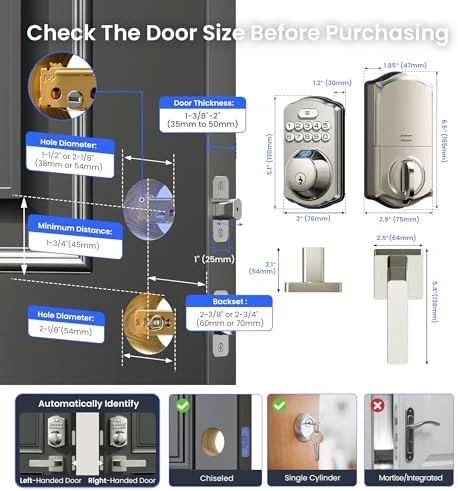 Built-in Wi-Fi Fingerprint Smart Lock with Lever Handle Set — Smart Lock, Veise