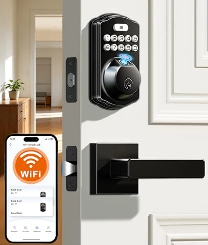 Built-in Wi-Fi Fingerprint Smart Lock with Lever Handle Set — Smart Lock, Veise