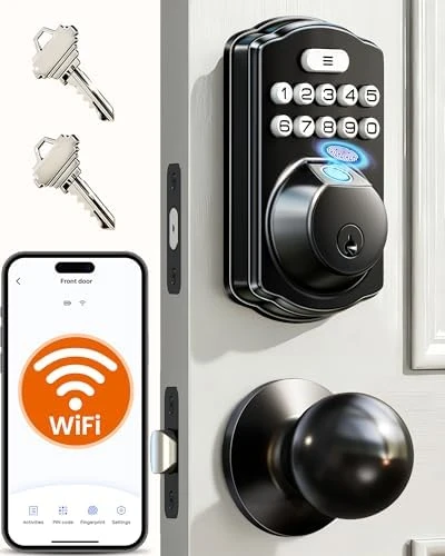 Built-in WiFi Fingerprint Smart Lock with 2 Knobs — Smart Lock, Veise
