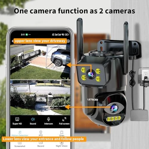 Dual Lens WiFi Security Camera Outdoor — Security Camera, LETSCEE