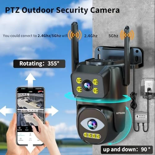 Dual Lens WiFi Security Camera Outdoor — Security Camera, LETSCEE