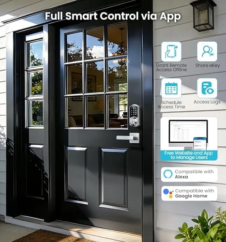Fingerprint App Control Smart Lock with Heavy-Duty Zinc Alloy Handles — Smart Lock, Veise
