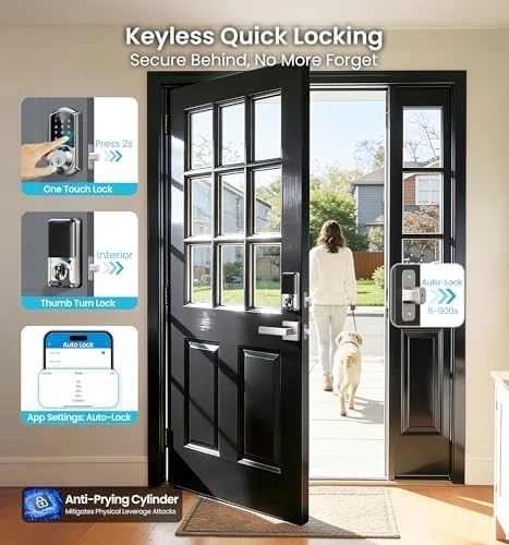 Fingerprint App Control Smart Lock with Heavy-Duty Zinc Alloy Handles — Smart Lock, Veise