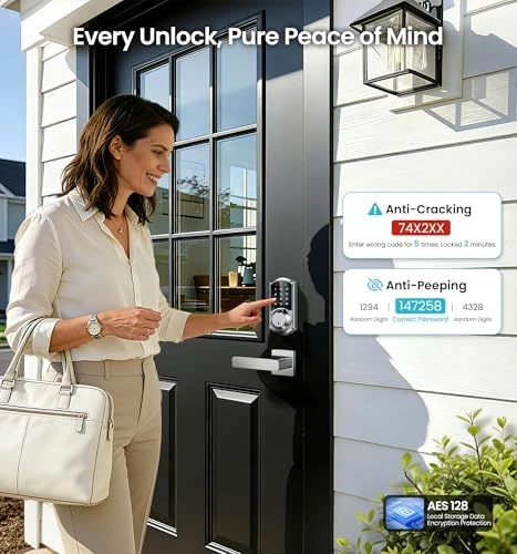 Fingerprint App Control Smart Lock with Heavy-Duty Zinc Alloy Handles — Smart Lock, Veise