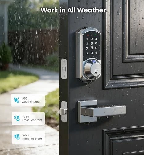 Fingerprint App Control Smart Lock with Heavy-Duty Zinc Alloy Handles — Smart Lock, Veise