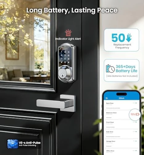 Fingerprint App Control Smart Lock with Heavy-Duty Zinc Alloy Handles — Smart Lock, Veise