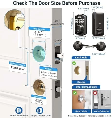 Fingerprint Door Lock with Lever Handles — Smart Lock, Veise