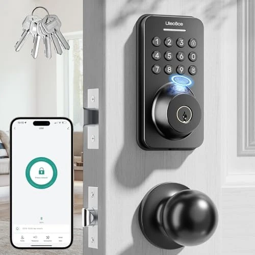 Fingerprint Keypad Deadbolt with Knob Set — Smart Lock, Ulecoce