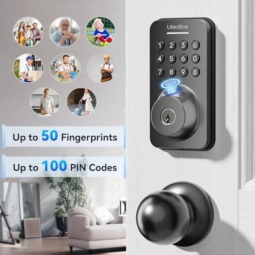 Fingerprint Keypad Deadbolt with Knob Set — Smart Lock, Ulecoce