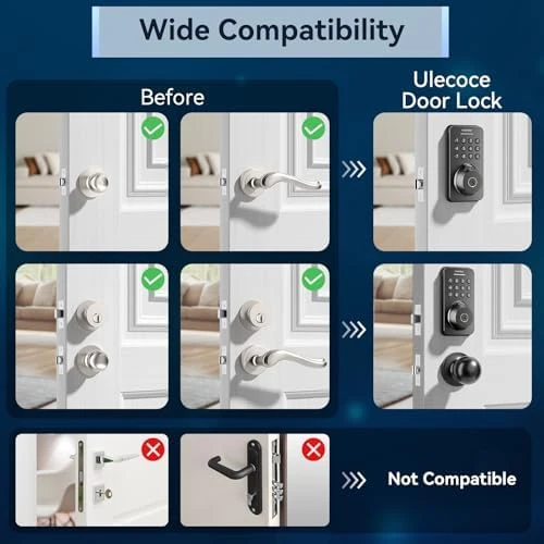 Fingerprint Keypad Deadbolt with Knob Set — Smart Lock, Ulecoce