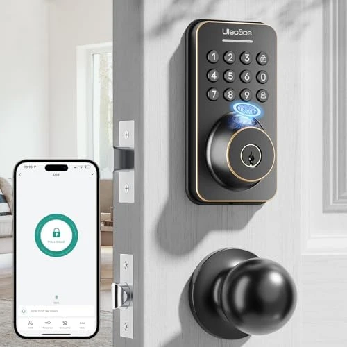 Fingerprint Keypad Deadbolt with Knob Set — Smart Lock, Ulecoce