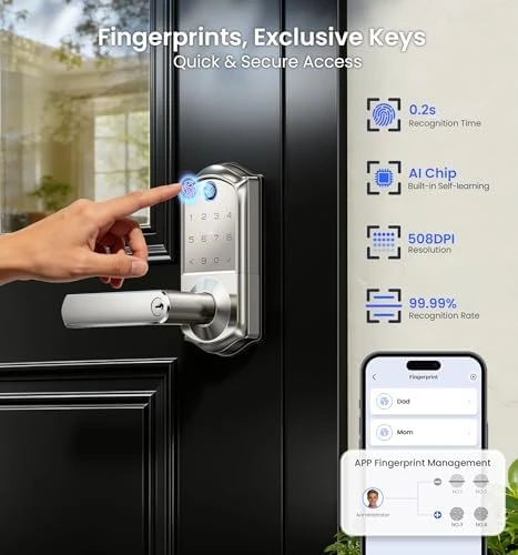 Fingerprint Smart Lever Lock with Handle — Smart Lock, Veise