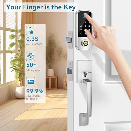 Keyless Entry Door Deadbolt with Handle Set — Smart Lock, BEBASIA