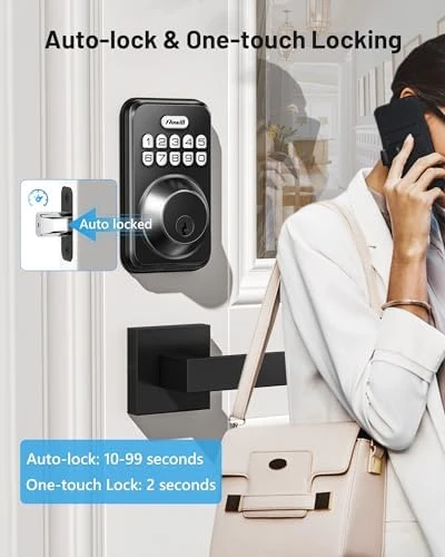 Keyless Entry Door Lock with 2 Lever Handles — Smart Lock, Zowill