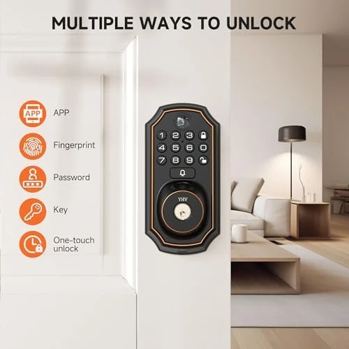 Keyless Entry Door Lock with Camera Fingerprint Smart Door Lock with App Remote Control — Smart Lock, YHV