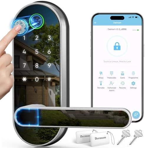 Keyless Entry Fingerprint Digital Smart Lock with Handle & Keypad — Smart Lock, Dermum