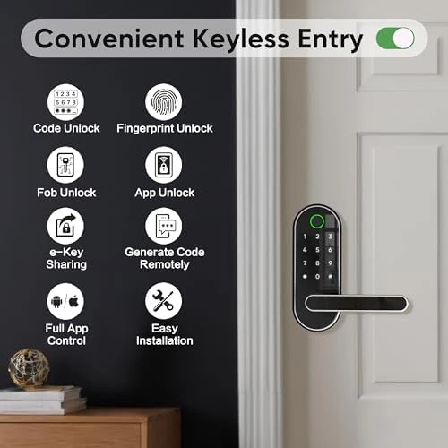 Keyless Entry Fingerprint Digital Smart Lock with Handle & Keypad — Smart Lock, Dermum