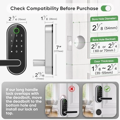 Keyless Entry Fingerprint Digital Smart Lock with Handle & Keypad — Smart Lock, Dermum