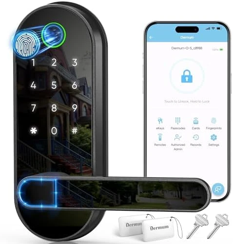 Keyless Entry Fingerprint Digital Smart Lock with Handle & Keypad — Smart Lock, Dermum