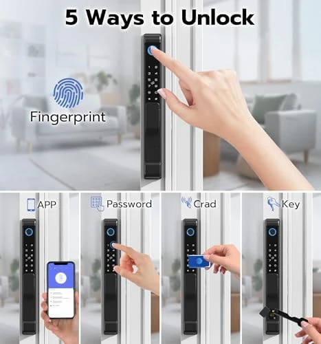 Mortise Sliding Glass Door Lock with Smart Fingerprint Code Keypad RFID Remote App — Smart Lock, Anweller