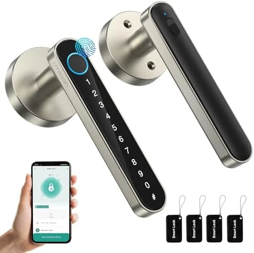Smart Door Lock Fingerprint, Keyless Entry Door Lock with Handle — Smart Lock, TMEZON