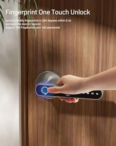Smart Door Lock Fingerprint, Keyless Entry Door Lock with Handle — Smart Lock, TMEZON