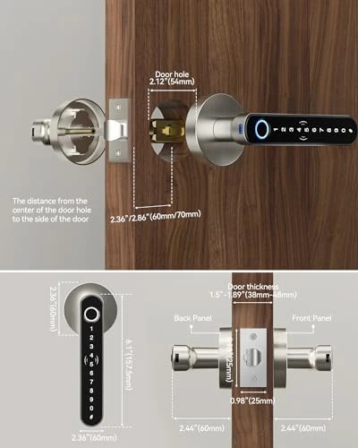 Smart Door Lock Fingerprint, Keyless Entry Door Lock with Handle — Smart Lock, TMEZON