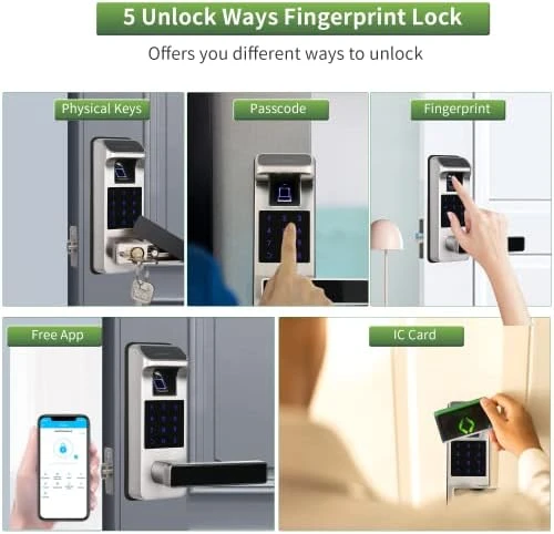 Smart Door Lock, Heavy Duty 5 in 1 Keyless Entry Door Lock — Smart Lock, HARFO