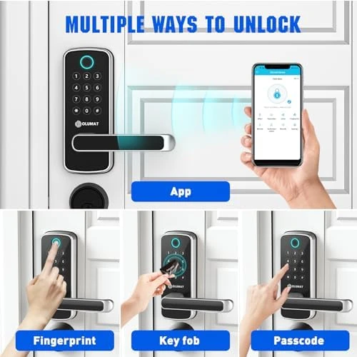 Smart Door Lock with WiFi Gateway, Keyless Entry Door Lock with Handle — Smart Lock, OLUMAT