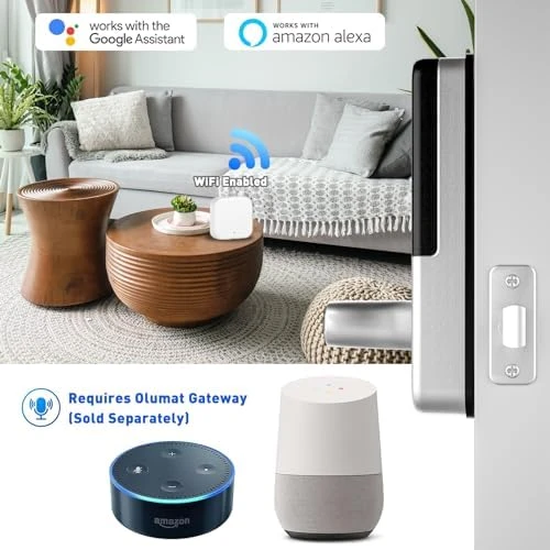 Smart Door Lock with WiFi Gateway, Keyless Entry Door Lock with Handle — Smart Lock, OLUMAT